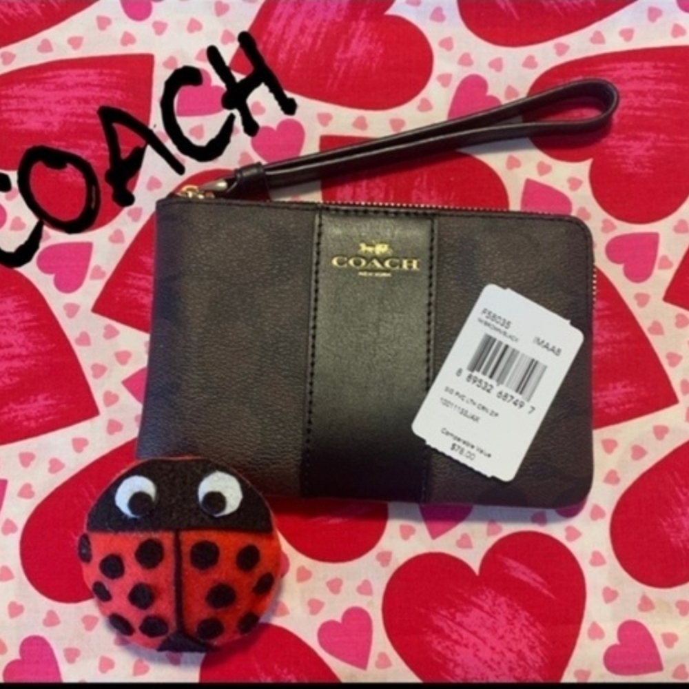 ❤️ COACH Wristlet Corner Zip Coinpurse Wallet Card Holder Lightweight NWT - Picture 3 of 15